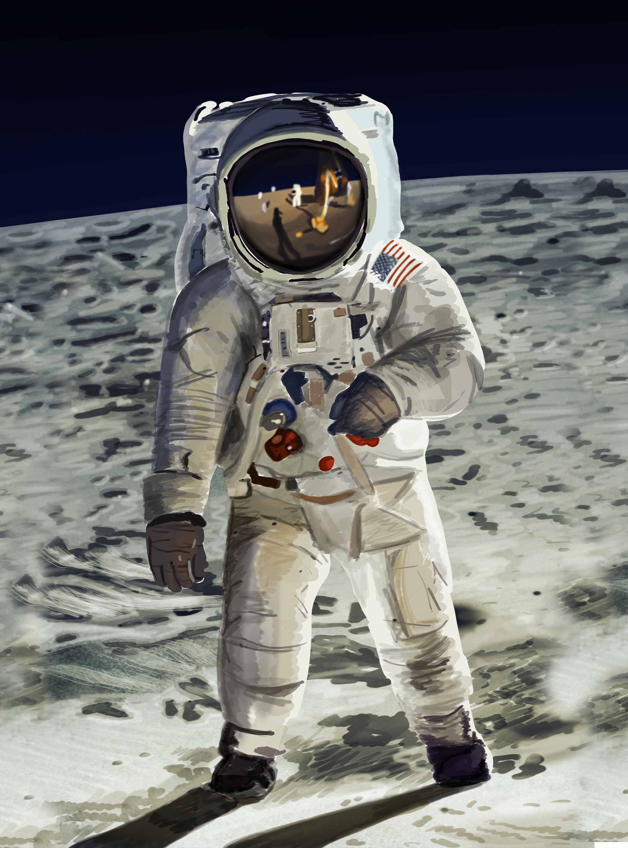 Apollo 11 man on the moon painting and poster